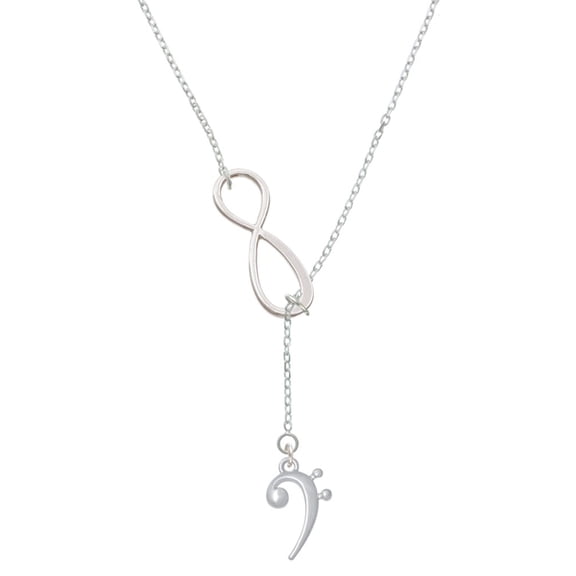 Delight Jewelry Silvertone Bass Clef Silver tone Elegant Infinity Lariat Necklace