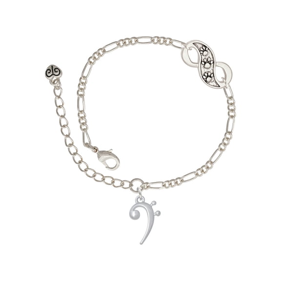 Delight Jewelry Silvertone Bass Clef Silver-tone Paw Infinity Link Chain Bracelet, 6"+2" Extender