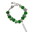 thumbnail image 1 of Delight Jewelry Silvertone Be Strong and Courageous Bar - Green Irish Luck Bead Charm Bracelet, 7.5", 1 of 4
