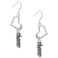 thumbnail image 1 of Delight Jewelry Silvertone Beaded ''Cheer'' Open Heart French Earrings, 1 of 4