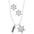 thumbnail image 1 of Delight Jewelry Silvertone Beaded ''Cheer'' Silver tone Snowflake Charm Necklace and Stud Earrings, 1 of 4
