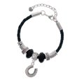 thumbnail image 1 of Delight Jewelry Silvertone Beaded Clear AB Crystal Horseshoe with Good Luck Aunt Celtic Knot Leather Bead Bracelet, 7"+2" Extender, 1 of 4