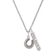 thumbnail image 1 of Delight Jewelry Silvertone Beaded Clear AB Crystal Horseshoe with Good Luck Silvertone Balance Bar Charm Necklace, 23", 1 of 4