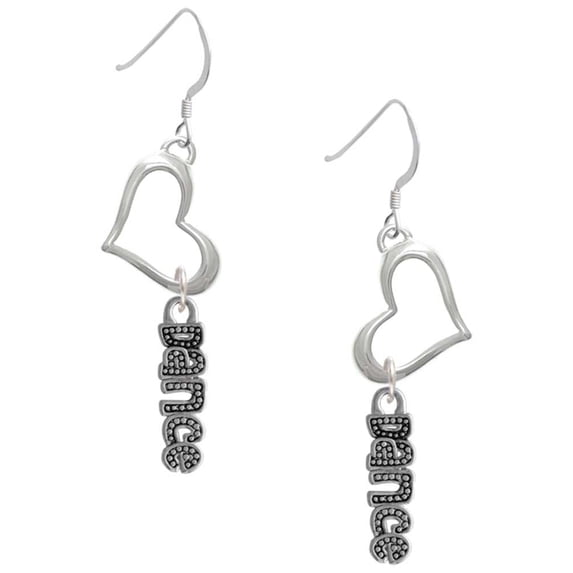 Delight Jewelry Silvertone Beaded ''Dance'' Open Heart French Earrings