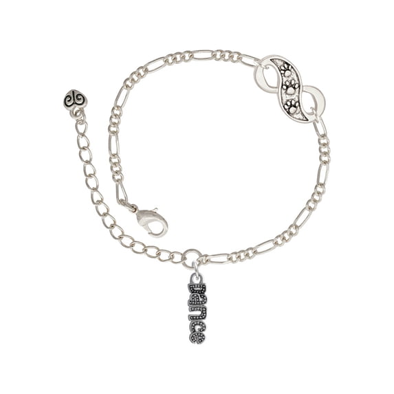Delight Jewelry Silvertone Beaded ''Dance'' Silver-tone Paw Infinity Link Chain Bracelet, 6"+2" Extender