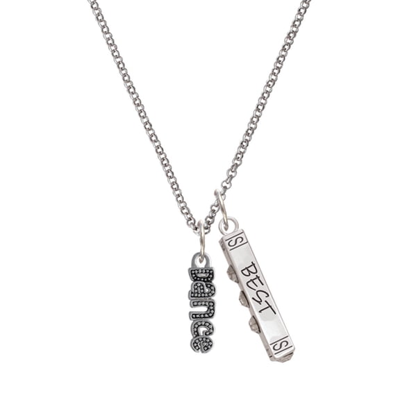 Delight Jewelry Silvertone Beaded ''Dance'' Silvertone Best Friends Forever Bar Charm Necklace, 23"