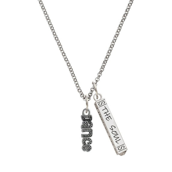 Delight Jewelry Silvertone Beaded ''Dance'' Silvertone Hope Anchors the Soul Bar Charm Necklace, 23"