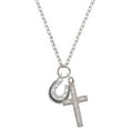 thumbnail image 1 of Delight Jewelry Silvertone Beaded Horseshoe I Set You Apart Engraved Cross Zoey Necklace, 28", 1 of 4