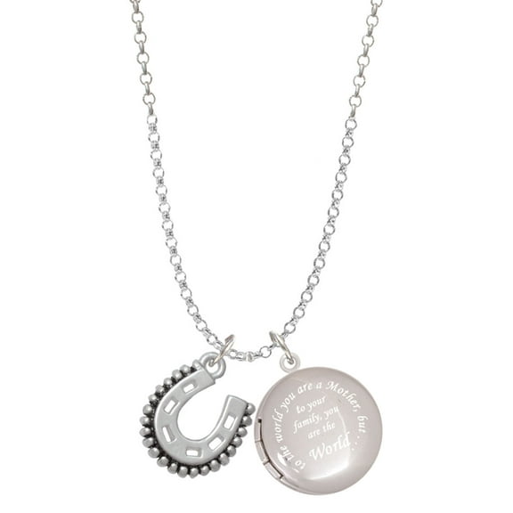 Delight Jewelry Silvertone Beaded Horseshoe To the World You are a Mother Locket Necklace