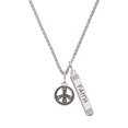 thumbnail image 1 of Delight Jewelry Silvertone Beaded Peace Sign Silvertone Believe Faith Prayer Hope Bar Charm Necklace, 23", 1 of 4