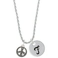thumbnail image 1 of Delight Jewelry Silvertone Beaded Peace Sign Silvertone Script Initial Disc - F - Charm Necklace, 20"+3", 1 of 4