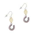 thumbnail image 1 of Delight Jewelry Silvertone Beaded Pink Crystal Horseshoe with Good Luck Goldtone Leaf French Earrings, 1 of 4