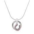 thumbnail image 1 of Delight Jewelry Silvertone Beaded Pink Crystal Horseshoe with Good Luck Live Ring Charm Necklace, 18", 1 of 4