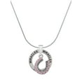 thumbnail image 1 of Delight Jewelry Silvertone Beaded Pink Crystal Horseshoe with Good Luck Miracles Ring Charm Necklace, 18", 1 of 4