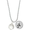 thumbnail image 1 of Delight Jewelry Silvertone Bear Paw Silhouette Silvertone Script Initial Disc - A - Charm Necklace, 20"+3", 1 of 4