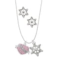 thumbnail image 1 of Delight Jewelry Silvertone Believe Banner on Pink Crystal Heart Silver tone Snowflake Charm Necklace and Stud Earrings, 1 of 4