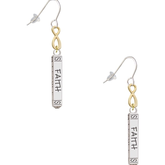 Delight Jewelry Silvertone Believe Faith Prayer Hope Bar Gold Tone Infinity French Earrings