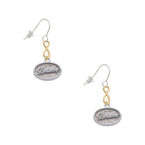Delight Jewelry Silvertone Believe - Oval Seal Gold Tone Infinity French Earrings