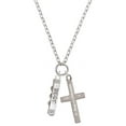 thumbnail image 1 of Delight Jewelry Silvertone Best Friends Forever Bar Be Strong and Courageous Engraved Cross Zoey Necklace, 28", 1 of 4