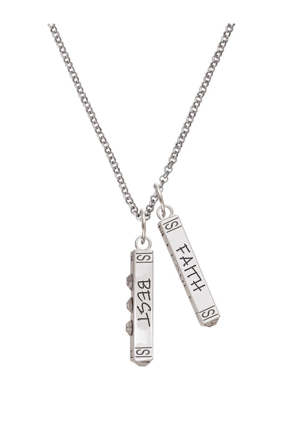 Silvertone Best Friends Forever Bar Silvertone Believe Faith Prayer Hope Bar Charm Necklace, 23"