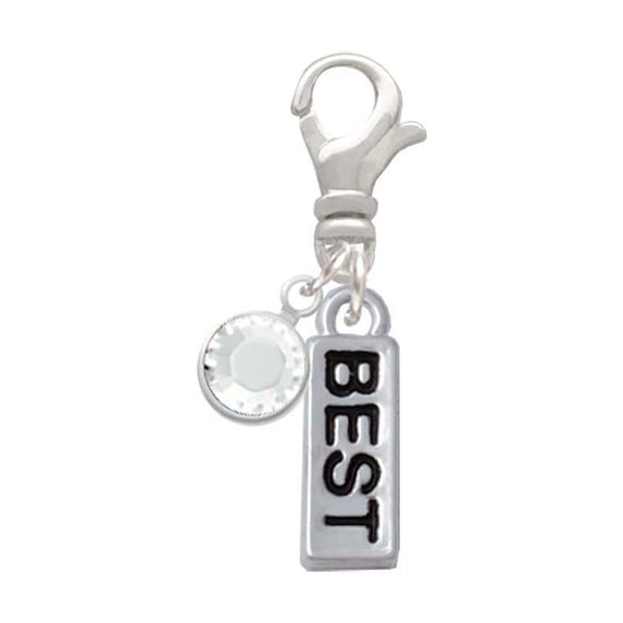Delight Jewelry Silvertone Best - Silvertone Clip on Charm with Clear Crystal Drop