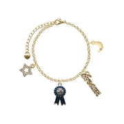 Delight Jewelry Silvertone Best in Show Blue Ribbon Goldtone Dream Big Charm Bracelet, 7.5+2" Extender