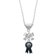 thumbnail image 1 of Delight Jewelry Silvertone Best in Show Blue Ribbon Silver tone Bow Heart Necklace, 1 of 4