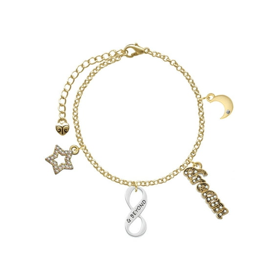 Delight Jewelry Silvertone & Beyond Infinity Sign Goldtone Dream Big Charm Bracelet, 7.5+2" Extender