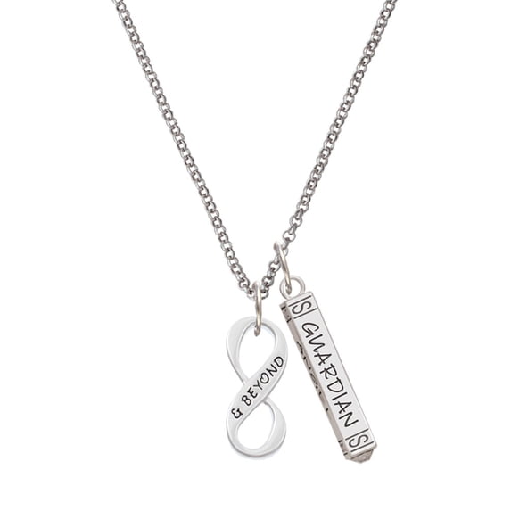 Delight Jewelry Silvertone & Beyond Infinity Sign Silvertone Guardian Angel Bar Charm Necklace, 23"