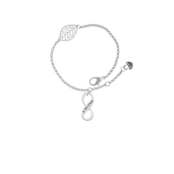 Delight Jewelry Silvertone & Beyond Infinity Sign - Silvertone Leaf Delicate Bracelet, 6.25+1.75"