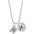 thumbnail image 1 of Delight Jewelry Silvertone Bible with Cross Silvertone Script Initial Disc - A - Charm Necklace, 20"+3", 1 of 4