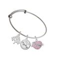 thumbnail image 1 of Delight Jewelry Silvertone Big Sister Banner on Pink Crystal Heart Silvertone Let Things Go Tree Charm Bangle Bracelet, 1 of 4