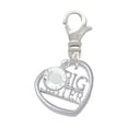 thumbnail image 1 of Delight Jewelry Silvertone Big Sister in Open Heart - 5/8'' - Silvertone Clip on Charm with Clear Crystal Drop, 1 of 4