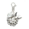 thumbnail image 1 of Delight Jewelry Silvertone Birds Nest with Eggs - Silvertone Clip on Charm with Clear Crystal Drop, 1 of 4