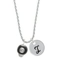 thumbnail image 1 of Delight Jewelry Silvertone Black 8 Ball Spinner Silvertone Script Initial Disc - I - Charm Necklace, 20"+3", 1 of 4