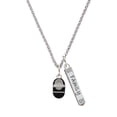 thumbnail image 1 of Delight Jewelry Silvertone Black Baby Shoe with Crystal Strap Silvertone Family Bar Charm Necklace, 23", 1 of 1
