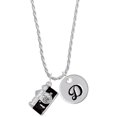 thumbnail image 1 of Delight Jewelry Silvertone Black Camera Silvertone Script Initial Disc - D - Charm Necklace, 20"+3", 1 of 4