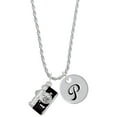 thumbnail image 1 of Delight Jewelry Silvertone Black Camera Silvertone Script Initial Disc - P - Charm Necklace, 20"+3", 1 of 4