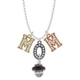 thumbnail image 1 of Delight Jewelry Silvertone Black Center Spinner Multi-Colored Crystal Mom Charm Necklace, 1 of 5