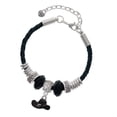 thumbnail image 1 of Delight Jewelry Silvertone Black Cowboy Hat Aunt Celtic Knot Leather Bead Bracelet, 7"+2" Extender, 1 of 4