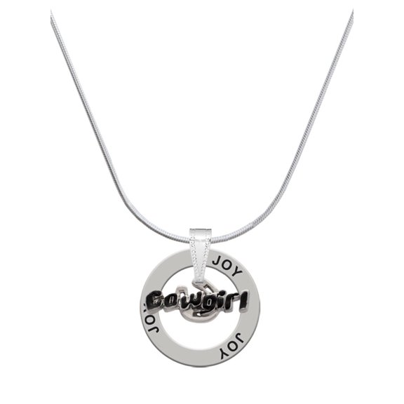 Delight Jewelry Silvertone Black Cowgirl Joy Ring Charm Necklace, 18"