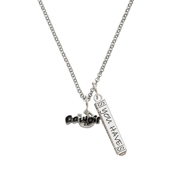 Delight Jewelry Silvertone Black Cowgirl Silvertone Live the Life You Have Imagined Bar Charm Necklace, 23"