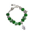 thumbnail image 1 of Delight Jewelry Silvertone Black Dots on White Spinners - Green Irish Luck Bead Charm Bracelet, 7.5", 1 of 4