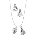 thumbnail image 1 of Delight Jewelry Silvertone Black Dots on White Spinners Silver tone Zig Zag Christmas Tree Charm Necklace and Stud Earrings, 1 of 4