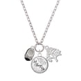 thumbnail image 1 of Delight Jewelry Silvertone Black Enamel Baby Shoe with Bow Let Things Go Fall Zoey Charm Necklace, 28", 1 of 4