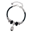 thumbnail image 1 of Delight Jewelry Silvertone Black Enamel Baby Shoe with Bow Mom Celtic Knot Leather Bead Bracelet, 7"+2" Extender, 1 of 4