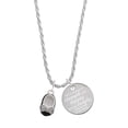 thumbnail image 1 of Delight Jewelry Silvertone Black Enamel Baby Shoe with Bow She is Clothed in Stength and Dignity Charm Necklace, 20"+3", 1 of 4