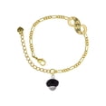 thumbnail image 1 of Delight Jewelry Silvertone Black Faceted Glass Spinner Gold-tone Paw Infinity Link Chain Bracelet, 6"+2" Extender, 1 of 3