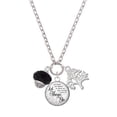 thumbnail image 1 of Delight Jewelry Silvertone Black Faceted Glass Spinner Let Things Go Fall Zoey Charm Necklace, 28", 1 of 4