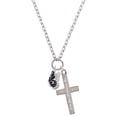 thumbnail image 1 of Delight Jewelry Silvertone Black Flying Butterfly Everlasting Love Engraved Cross Zoey Necklace, 28", 1 of 4